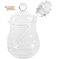 Transparent glass honey jar with lid Honey Jar with Dipper, Clear, 9 Ounces
