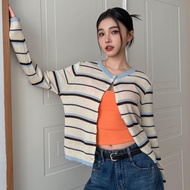 ninenine/Color Matching Striped Knit Top Jacket 3 Colors [B160104】