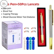 OGO 【New Design】Pen Bekam Stainless Steel+Jarum 50pcs 21G/26G/28G Lancet Needles/Kotak Jarum Bekam C