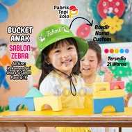 Zebra Bucket Hat for Children, Custom Embroidery, Any Name, Ages 4 - 6 Years, Kindergarten & Early C