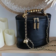 稀有LOEWE中古古董鍍金蛇骨化妝收納手提包 - 附贈非原裝揹鏈