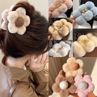 [SG SELLER] Furry Claw Clip Adult/Girls Hair Clip Hair Accessories Furry Flower Ball Hair Claw Clip 