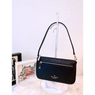 Kate Spade Leila Pebbled Leather Convertible Wristlet Clutch Small Handbag Black