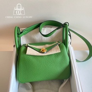 🌈Hermes💚Mini Lindy一代💚A8絲蘭綠金扣🌟全新閑置🌟TC皮🌟愛馬仕🌟
