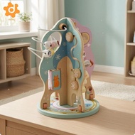 [utruiut0k] Tree Bead Maze Sliding Pieces Wooden Bead Maze Fine Motor Skills Roller Coaster Wire Toy