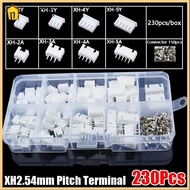 SUER 230Pcs 2.54mm Pitch Terminal, Housing Kit XH2.54 Pin Connector,  4 Value 2p 3p 4p 5pin Male And