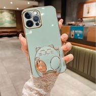 Case 3D Lucky Cat Holder For Samsung Galaxy Note 20 Ultra Note 10 Pro Note 9 8  Soft Silicone Luxury Electroplate Phone Case With Stand