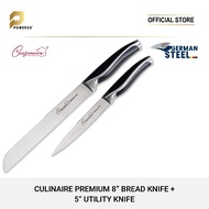 Cuisineur 2pcs knives set consists of Cuisineur Culinaire Premium 8" Bread Knife + 5" Utility knife