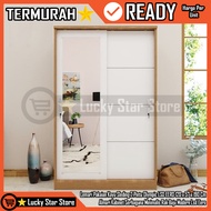 GANTUNGAN [Instant] 2-Door Sliding Wooden Wardrobe Olympic LSD EERO Wadrobe Clothes 120 x 57 x 190 C
