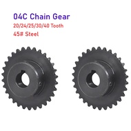 1pcs 04C Chain Gear 45# Steel 20/24/25/30/40 Tooth Keyway Bore Industrial Sprocket Wheel Motor Chain