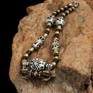 西藏金剛杵天鐵.西亞古珠.緬甸達隆咒珠頸鍊(長55公分)