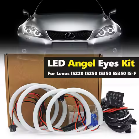 4Pc LED Cotton Angel Eyes Kit White 6000k Halo Rings Headlight For Lexus IS220 IS250 IS350 ES350 IS-