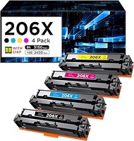 206X Toner Cartridges 4 Pack (with Chip) Replacement for HP 206X 206A High Yield Compatible with Las