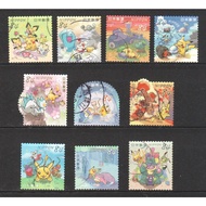 JAPAN 2021 POKEMON GAME CARD 84 YEN COMP. SET OF 10 STAMPS IN FINE USED CONDITION