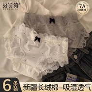 Pure Cotton Women's Panties - French Retro Lace Brief Set