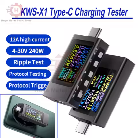 KWS-X1 Power Meter Voltmeter Ammeter Meter Type-C Fast Charge Trigger Meter Battery Charging Tester