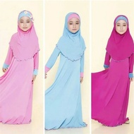 Muslim Islamic Baby Girls Ramadan Abaya With Hijab Full Length Robe Burka Maxi Little Kids Kaftan Gi