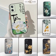 Oppo A77s case with calligraphy, peace, lucky lotus