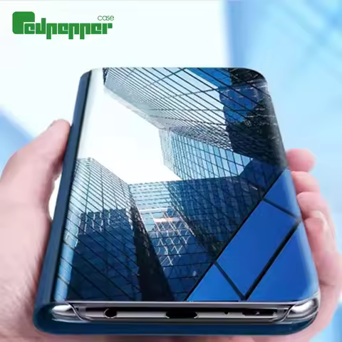 360 Smart Mirror Flip Case For Samsung S25 Ultra S24 FE S23 S21 Plus S20 Cover For Galaxy Note 20 10