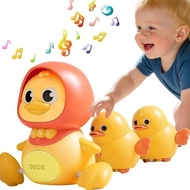 JUYEE Baby Toys 6-12 Months Set of 4 Magnetic Ducks Family, Tummy Time Toys with Music & Lights, Cra