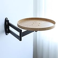 YIQIFLY Wall Mounted Round Table Small Folding Table with Retractable Shelf and 180° Rotation Desk F