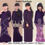 🔥(KIDS 1-12 TAHUN) TEMA SEDONDON BAJU KURUNG DARK PURPLE RAYA 2025 | KURUNG KEBAYA KEBARUNG BUDAK MO