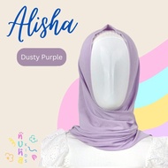 hijab anak instant bergo jilbab jersey premium belahan depan alisha - dusty purple m