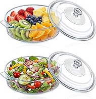 2 Pack 1.8 Quart Glass Casserole Dish with Lid, Mini Glass Baking Dishes for Oven, Round Covered Coo