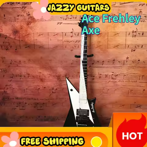 Washburn 1978 Ace Frehley Axe Electric Guitar, Black & White Color High Output HH Pickups Thrash Met