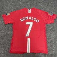 0708 Red Devils Retro Home Jersey No 7 Ronaldo Fan Edition Champions League Themed Short and Long Sl
