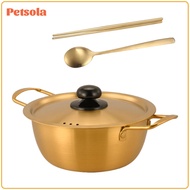 Korea Ramen Pot Stainless Steel Soup Pot Fast Heating Multiuse Home with Spoon and Chopsticks for Cu