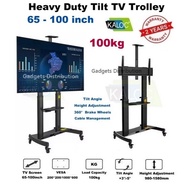 KALOC KLC AF90 65 to 100 Inch Heavy Duty 100kg Portable Tilt TV Trolley Cart Stand Mount Bracket 305