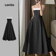 Lovito Elegant Dress Colorblock Summer/Spring Dress for Women LBL22216 Te Kakahu Huatau o Lovito Par