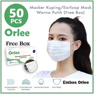 Masker 3 ply putih White Orlee Medis 3ply Earloop Kemenkes 3ply 1box