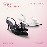 Bocorocco x Christin Wu D.Civita 04 - Toe Sling Back Ribbon Heels Genuine Leatherbeludru - Comfortab