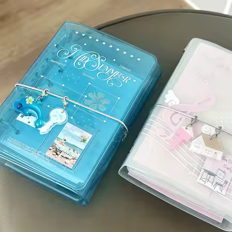 WAKAWAKA A7 Trifold Binder PVC Cover Organizer Refreshing Summer Ocean Theme Planner with Charm Acce