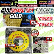 Suprimo Crevon 415 Sprocket Set With Gold Chain For YAMAHA Y15ZR Y15 Y16ZR Y16 415T Sets Rantai Spok