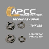 MOTORCYCLE SECONDARY GEAR FOR TMX-155 22T/28T 20T (3RD.4RD)