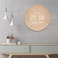 LED Large Screen Clock Long Battery Life Wooden Wall Mute Living Room Power Storage Electronic Digital Household Fashion Creative Unique Hanging Perfor