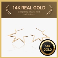 [Helene Jewelry] 14K real gold Heart and cubic gold earring