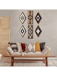 1入組農舍風家居牆壁裝飾西部風格幾何形狀祭壇裝飾品，適用於臥室、客廳、浴室、公寓（菱形、矩形幾何形狀）