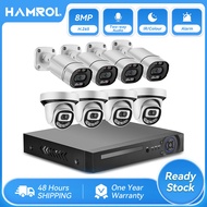 Hamrol 4K 8MP 8CH POE Security Camera System Color Night Vision Video Surveillance Kit Audio Outdoor