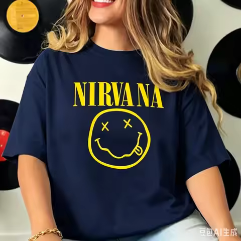 Nirvana Smiley Face Tee, 90s Vintage Grunge Band Shirt Hoodie Pullover, Unisex Streetwear Sweatshirt