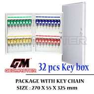 Geomaster Key Box 32 Key Cabinet Lockable Security Metal Key Cabinet Box 32 Keys Storage Fobs Wall