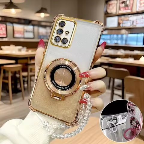 Clear Chain Luxury Ring Holder Plating Silicone Case For Samsung Galaxy A51 A31 A21s A50 A12 A22 4g