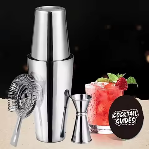 3/4Pcs Stainless Steel Cocktail Mixer Kit 600/700ml Rustproof Wine Mixer Anti-corrosion Professional