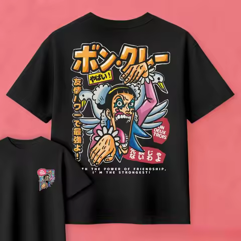 2026 Summer One Piece Anime Mr.2 Bon Clay Printed Loose Short-sleeved Pure Cotton Children's T-shirt