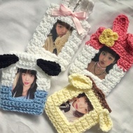 GANTUNGAN Sanrio KPOP PC Photocard Holder Crochet ID Card Lanyard Holder Knit ID Card Wallet Card Ho