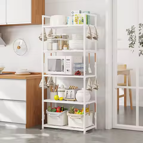 5 Tier Shelving Unit Adjustable Storage Rack 66 Lbs Capacity Standing Shelf for Kitchen Pantry Close