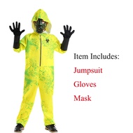 Evil Zombie Hazmat Cosplay Kids Hazmat Suit And Mask Costume For Purim Outfit Boys Yellow Biochemica